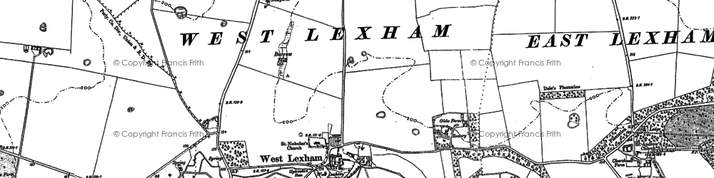 Old map of West Lexham in 1883