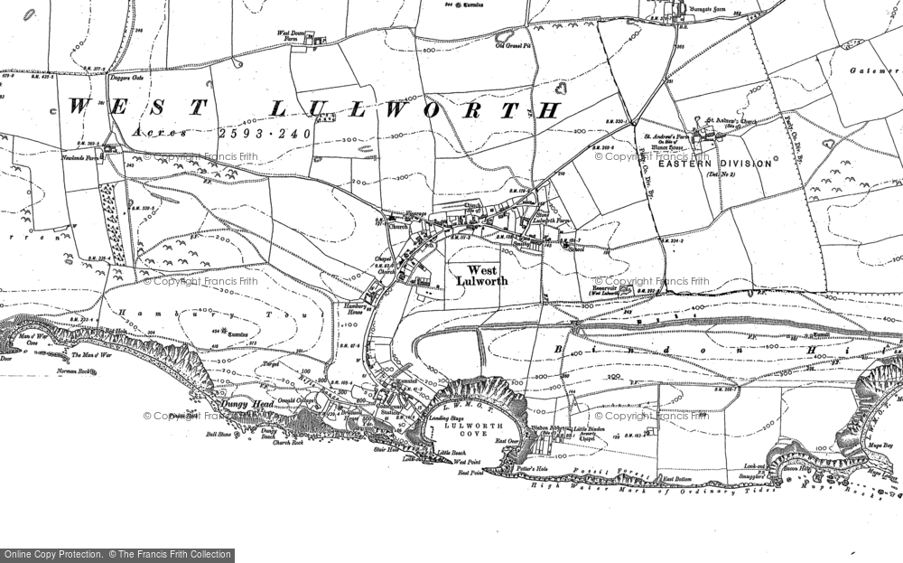 Old Map of Historic Map covering Lulworth Cove in 1900