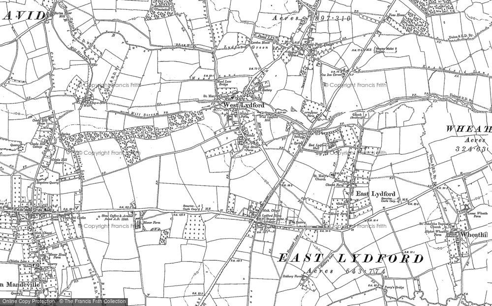 Old Map of Historic Map covering Lydford Fair Place in 1885