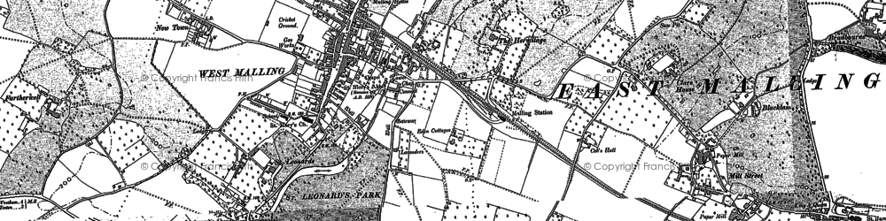 Old map of West Malling in 1895