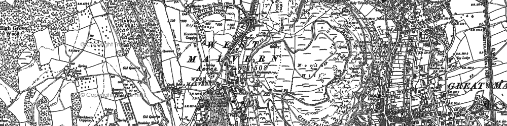 Old map of Worcestershire Beacon in 1884