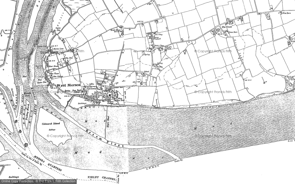 Old Map of Historic Map covering Besom Fleet in 1896