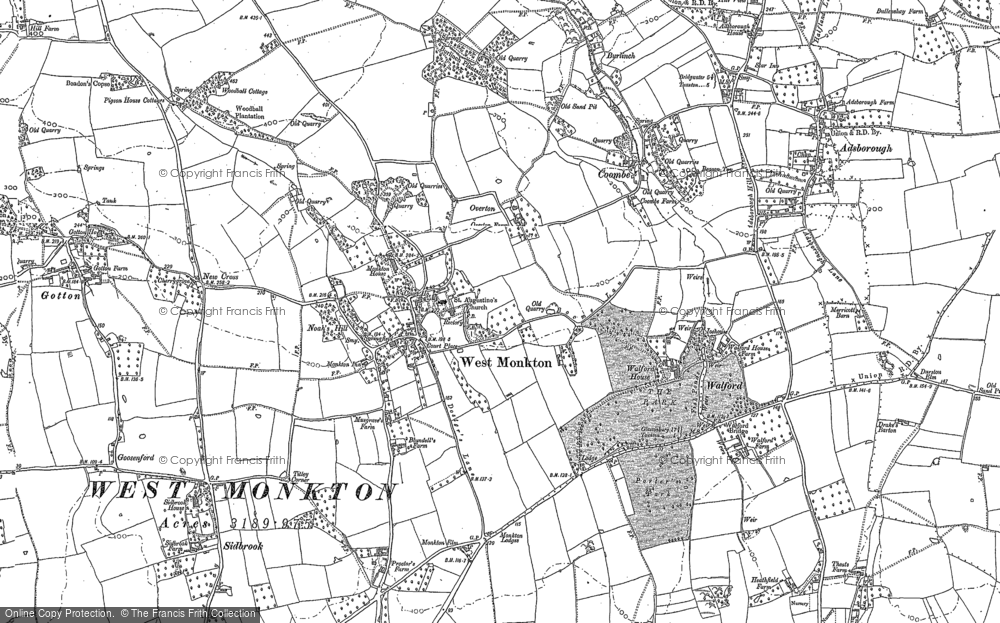 Old Map of West Monkton, 1887 in 1887