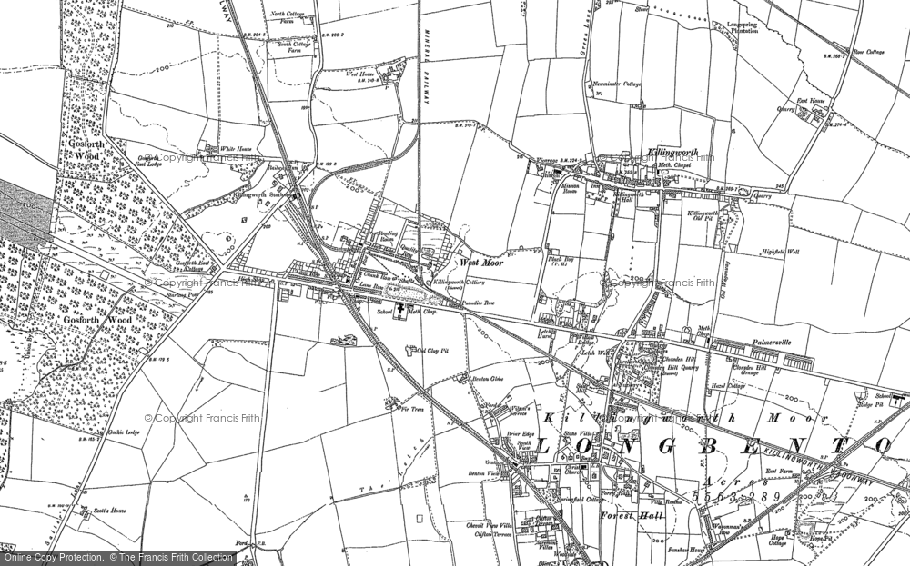 Old Ordnance Survey Map Killingworth West Moor Northumberland 1895 Sheet 88.08 