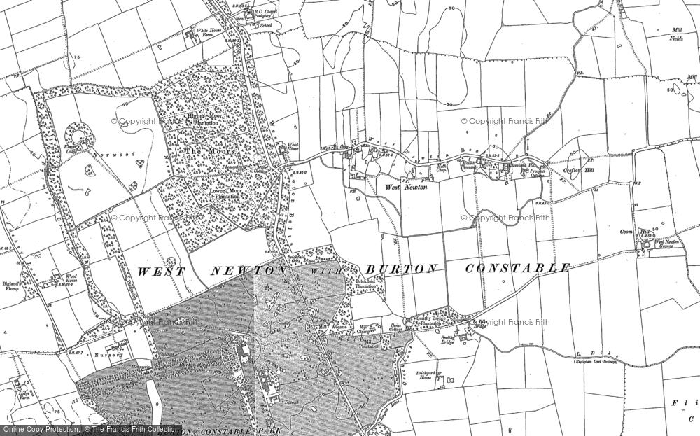 Old Map of Historic Map covering West Newton Belts in 1889
