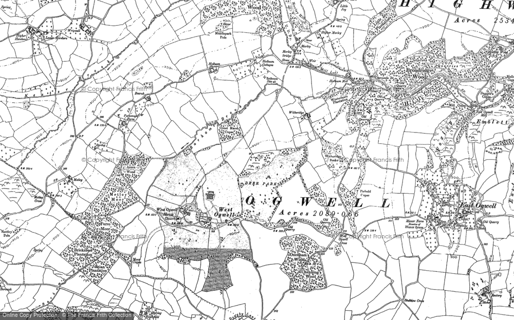 Old Map of Historic Map covering Wotton Cross in 1886