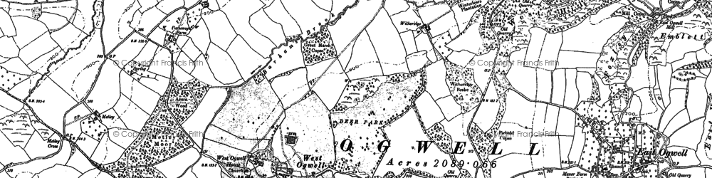 Old map of West Ogwell in 1886