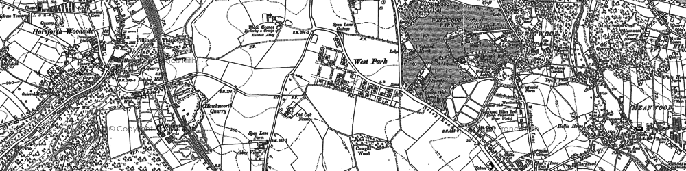 Old map of Hawksworth in 1890