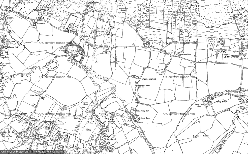 Old Map of Historic Map covering Dudsbury in 1900