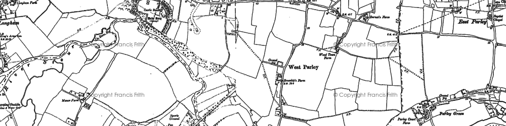 Old map of West Parley in 1900