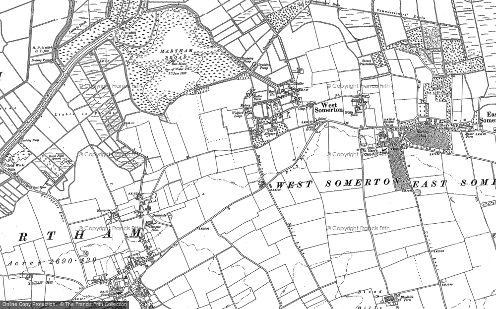 Old Map of Historic Map covering The Norfolk Broads in 1883