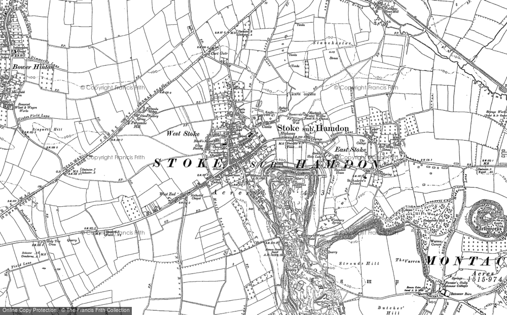 Old Map of Historic Map covering Stoke Sub Hamdon in 1886