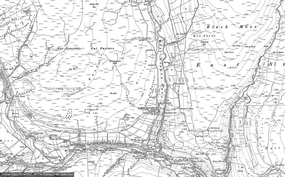 Old Map of Historic Map covering Black Howe in 1891