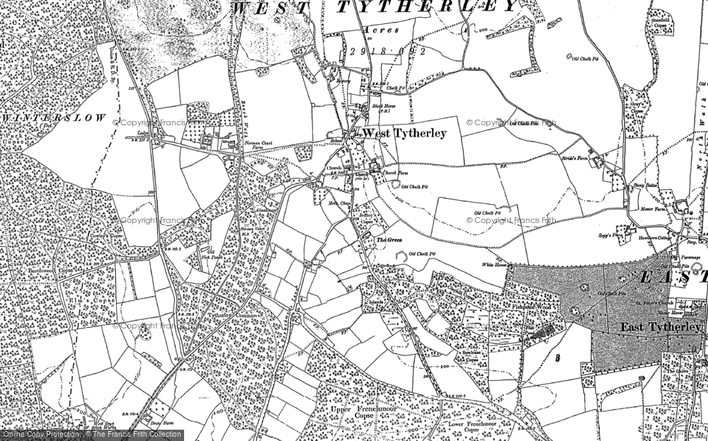 Old Map of Historic Map covering Bentley Wood in 1895