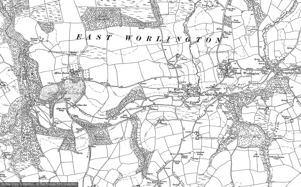 Old Map of West Worlington, 1887 in 1887