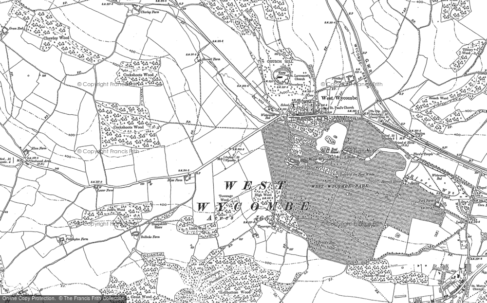Old Map of Historic Map covering West Wycombe Ho in 1897