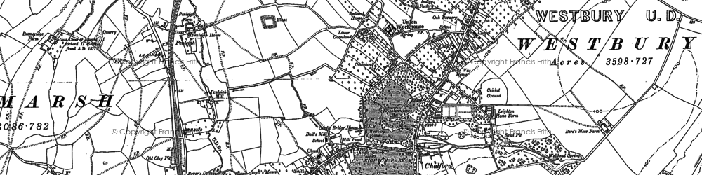 Old map of Westbury in 1899