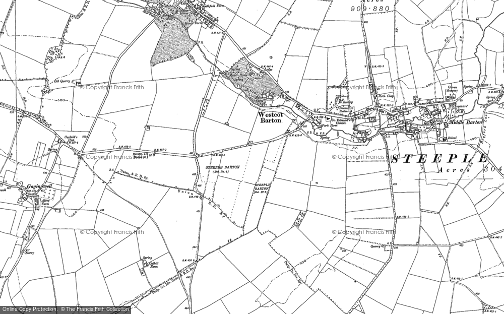 Old Map of Westcott Barton, 1898 in 1898