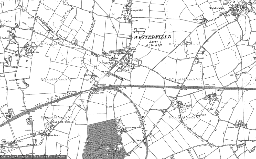 Old Map of Westerfield, 1882 - 1883 in 1882