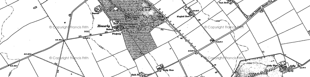 Old map of Hawerby Hall in 1887
