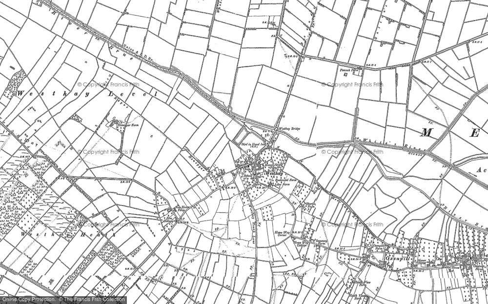Old Map of Historic Map covering Westhay Heath in 1884