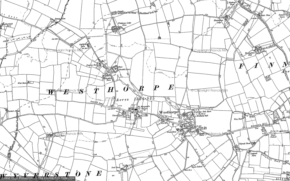 Old Map of Westhorpe, 1884 in 1884