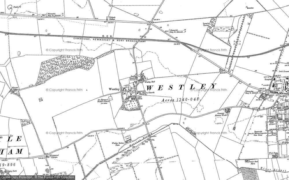 Old Map of Westley, 1883 - 1884 in 1883