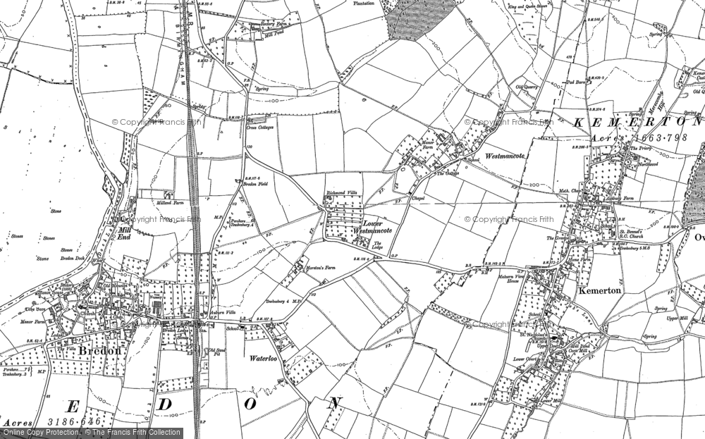 Old Map of Westmancote, 1884 - 1900 in 1884