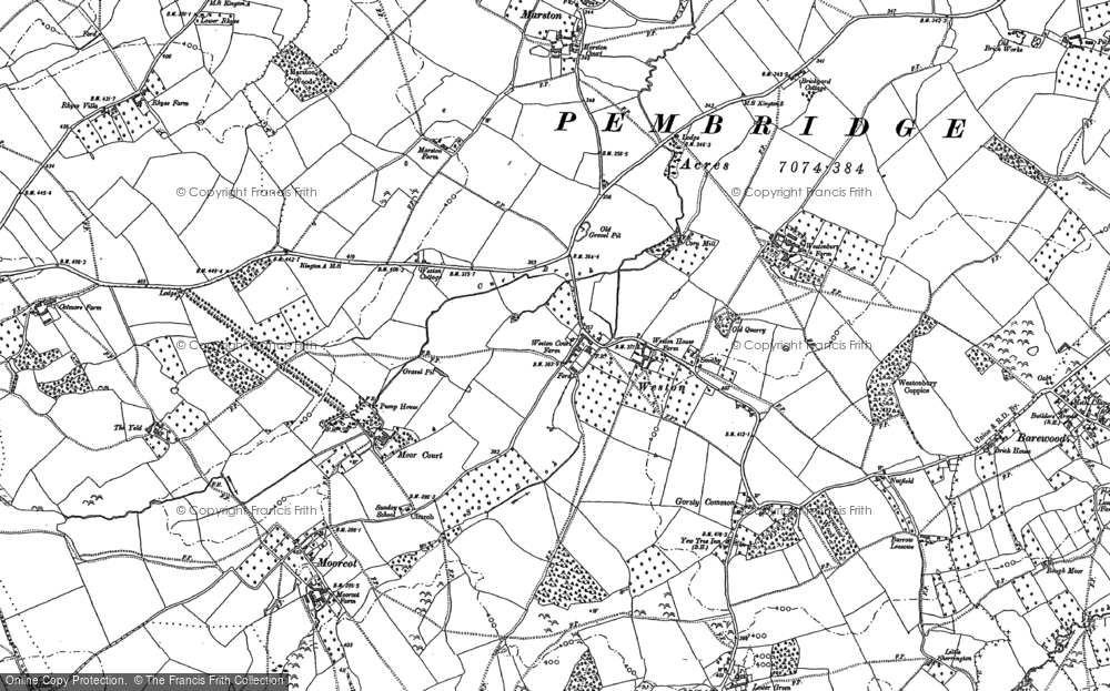 Old Map of Historic Map covering Moorcot in 1885