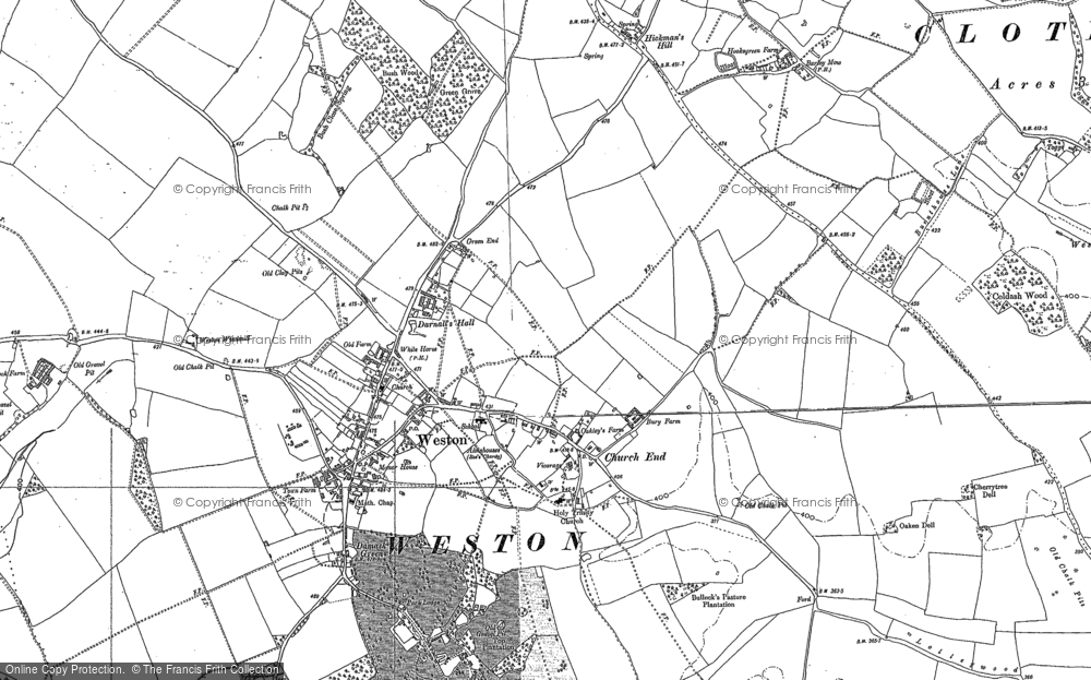 Old Map of Historic Map covering Weston Bury in 1896