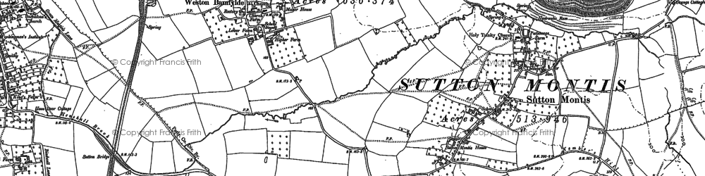 Old map of Weston Bampfylde in 1885