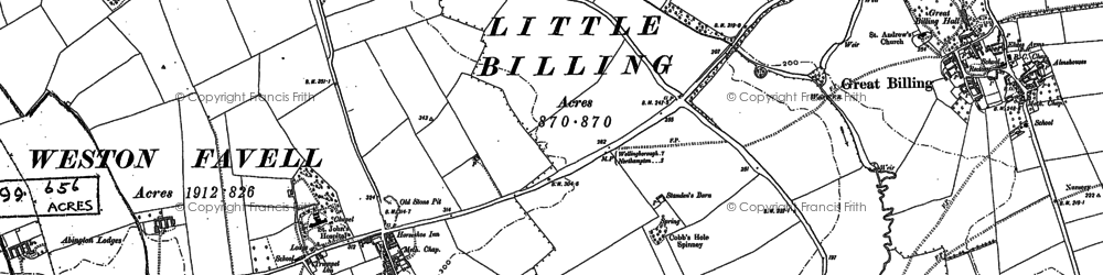 Old map of Weston Favell in 1884