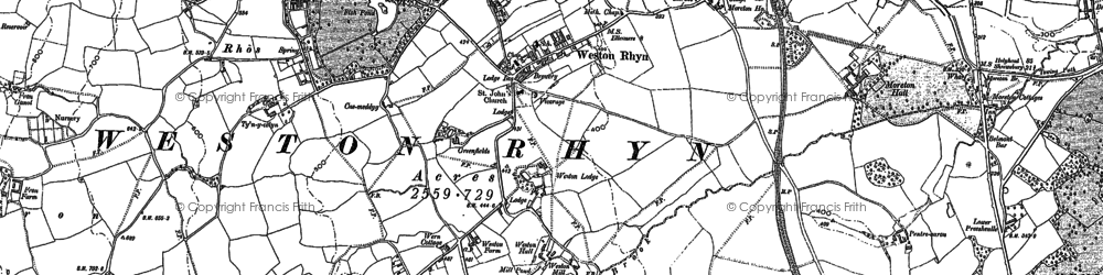 Old map of Weston Lodge in 1874