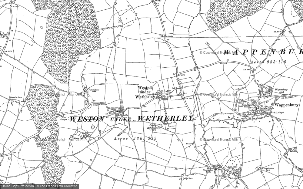 Old Map of Weston under Wetherley, 1886 in 1886