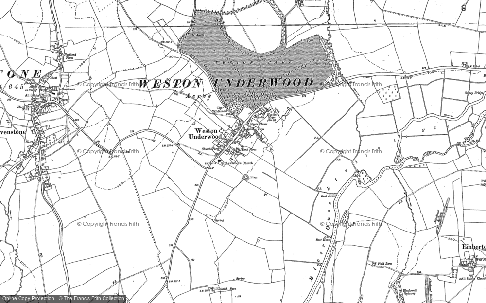 Old Map of Weston Underwood, 1899 in 1899