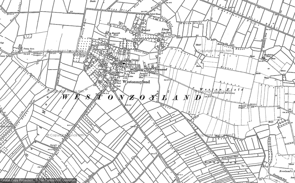Old Map of Historic Map covering Lang Moor in 1885