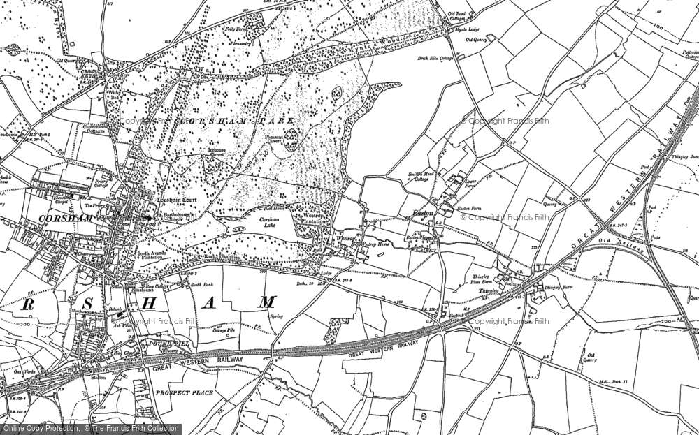 Old Map of Historic Map covering Corsham Court in 1899