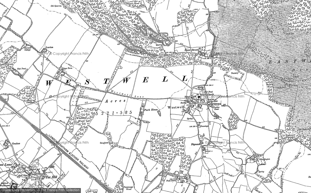 Old Map of Westwell, 1896 in 1896