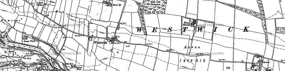 Old map of Egglestone Abbey in 1896