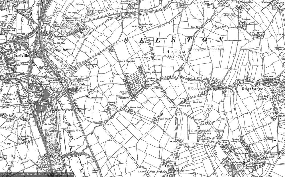 Old Map of Historic Map covering New Brinsley in 1880