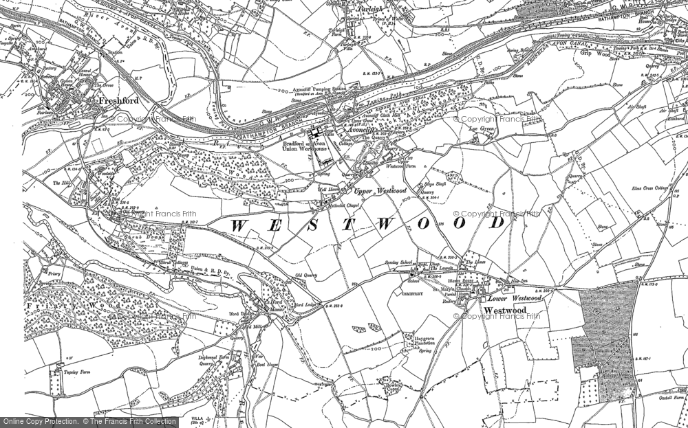 Old Map of Historic Map covering Iford Manor in 1922