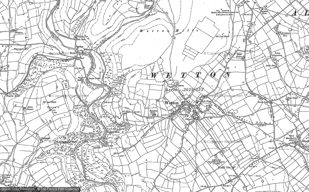 Old Map of Wetton, 1898 in 1898