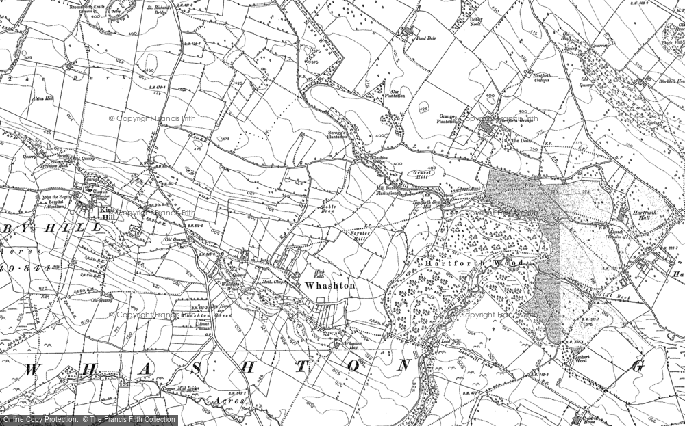 Old Map of Historic Map covering Whashton Hag in 1892