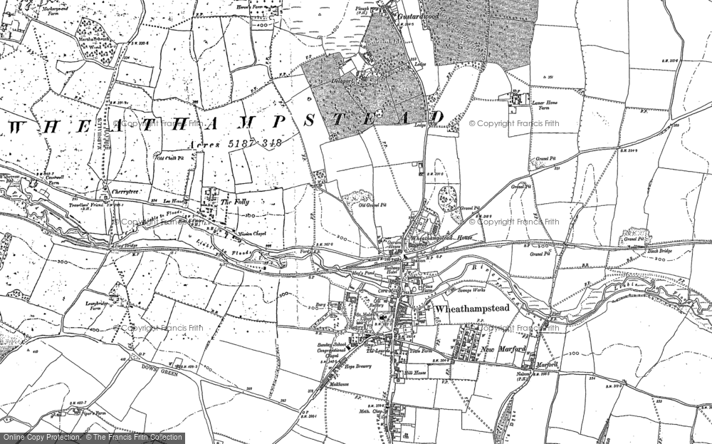 Old Map of Historic Map covering Leasey Bridge in 1897
