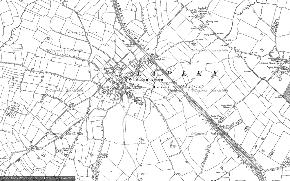 Old Map of Historic Map covering Longnor in 1882