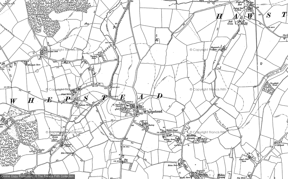 Old Map of Historic Map covering Mickley Green in 1884