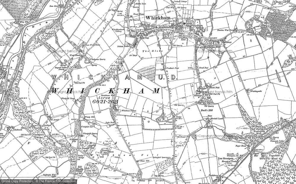 Old Map of Whickham, 1895 in 1895