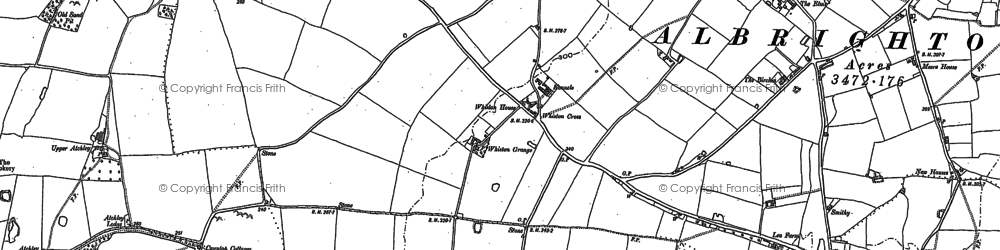 Old map of Whiston Cross in 1881