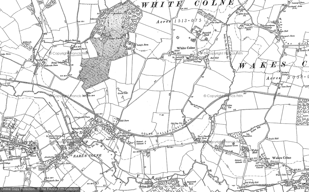 Old Map of White Colne, 1896 in 1896
