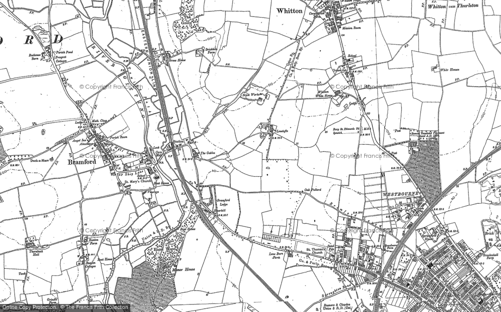 Old Map of Historic Map covering Whitton in 1881